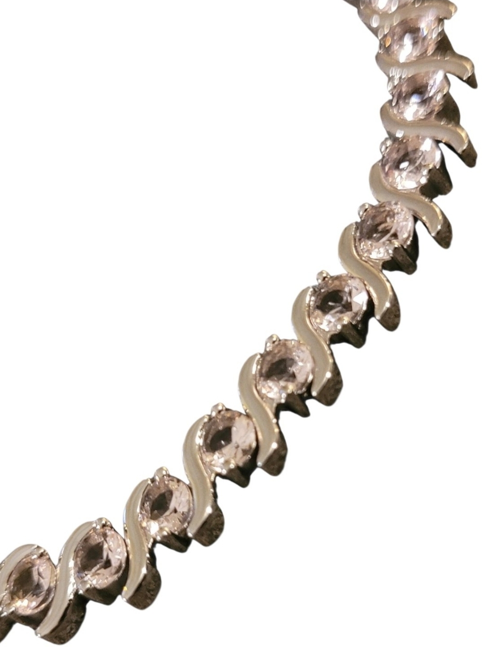 Classic Silver-tone & Light Pink Linked Tennis Bracelet